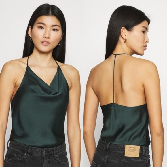 Abercrombie & Fitch Tops - Abercrombie & Fitch Halter Satin Bodysuit BLACK NWT